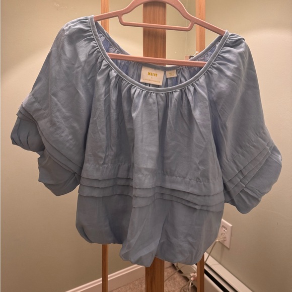 Anthropologie Maeve Short Sleeve Bubble Tiered Top - Picture 4 of 8